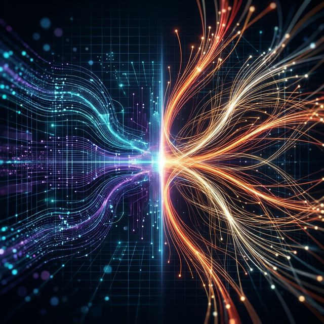 Visually striking representation of internal hotel management merging with external internet distribution