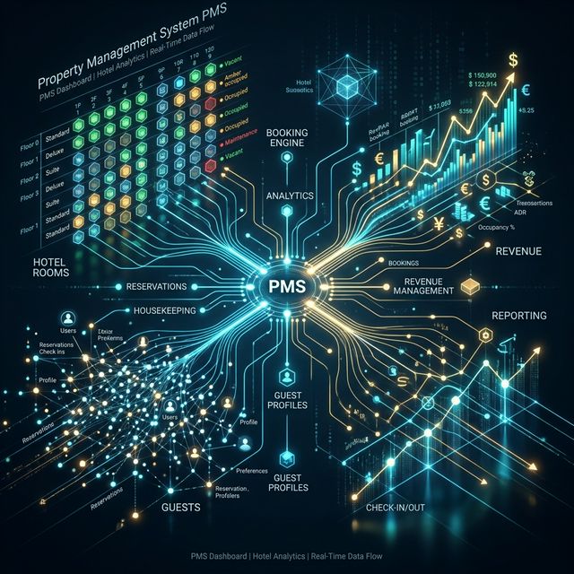 Abstract visualization of a Property Management System data flow